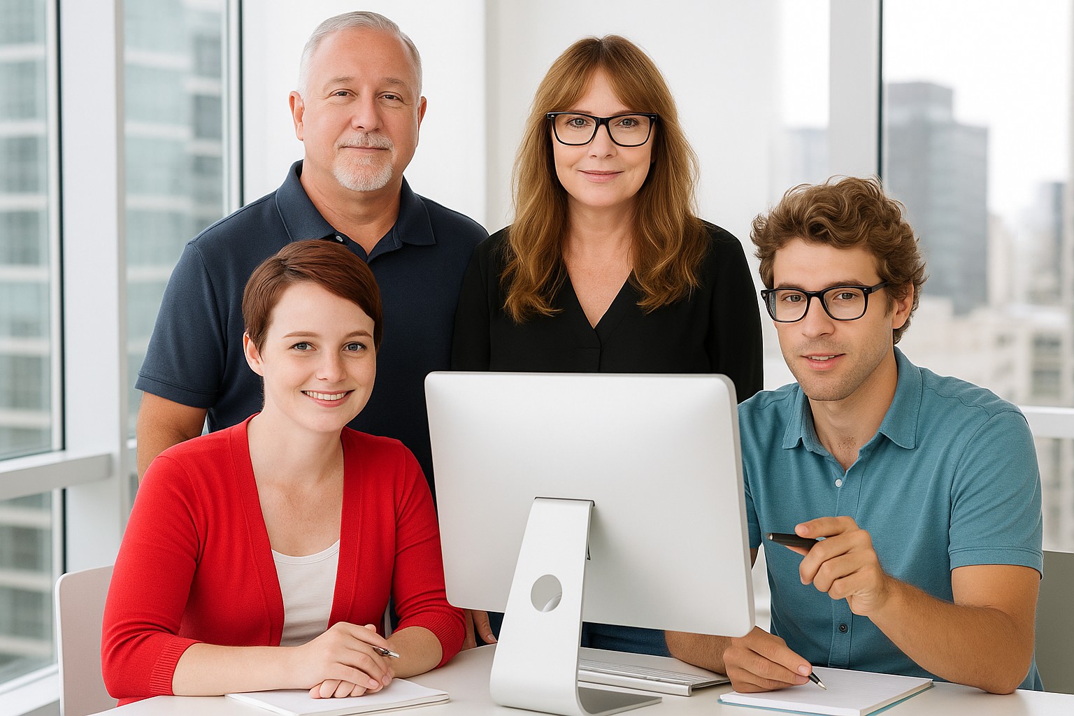 Applause Design & Events creative team working together at a computer